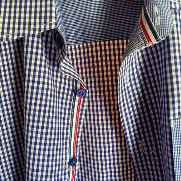 No Retreat Men’s Checkered Shirt Large – Gingham Print w/ Patriotic Detail - Picture 3 of 6